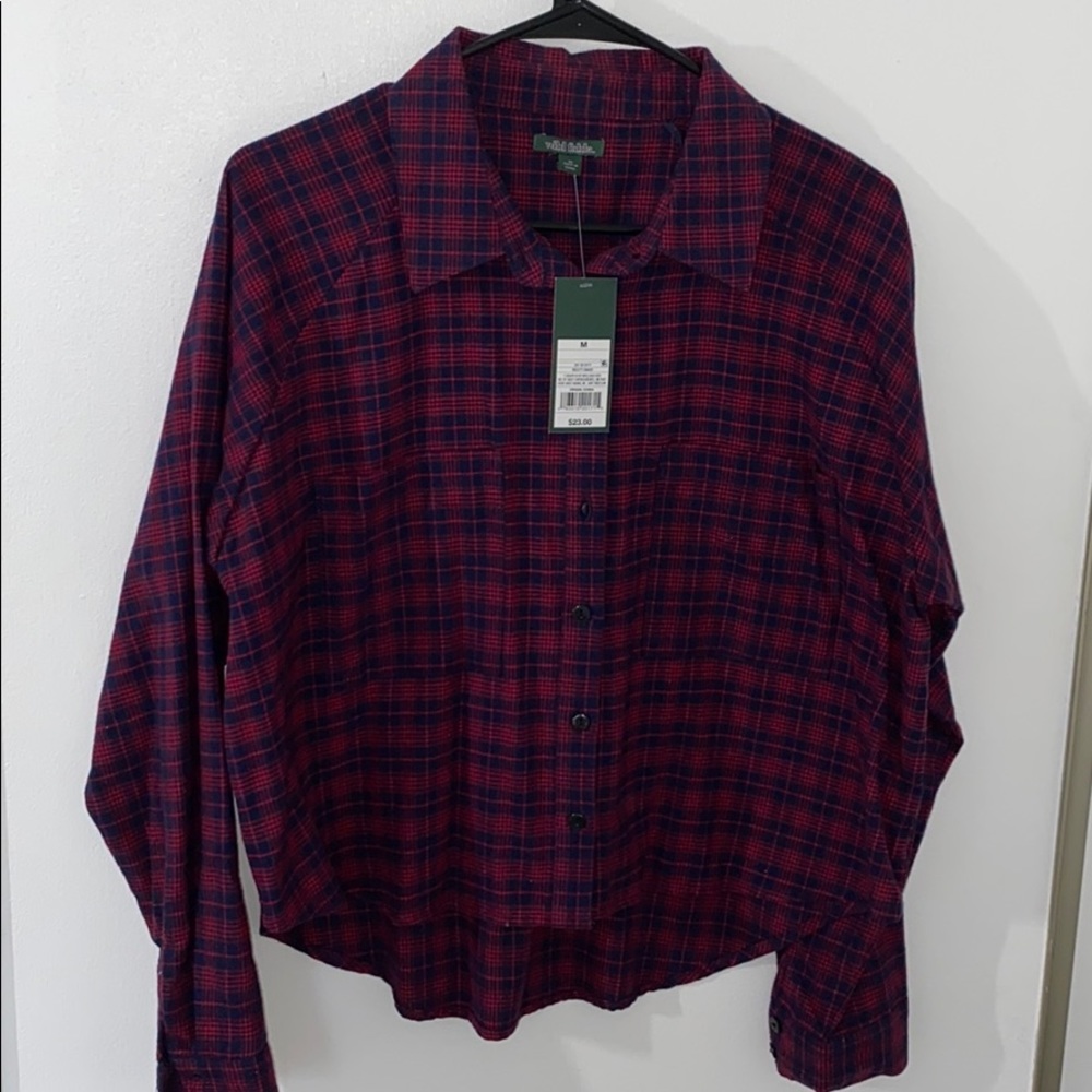 Plaid flannel shirt.